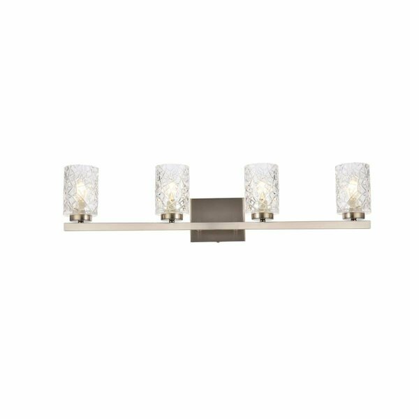 Cling Cassie 4 Lights Bath Sconce in Stain Nickel with Clear Shade CL2960207
